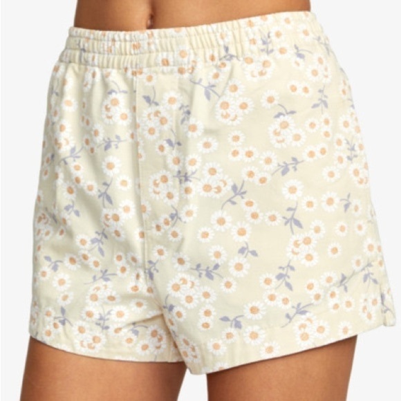 RVCA Daisy Cotton Sawyer Elastic Waistband Shorts Sz.L NWT! - Picture 3 of 11